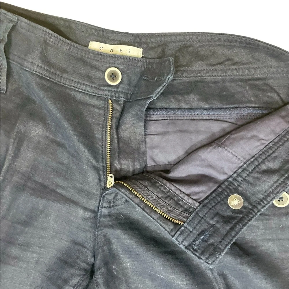 CAbi Navy Blue Linen Sailor Crop Pants